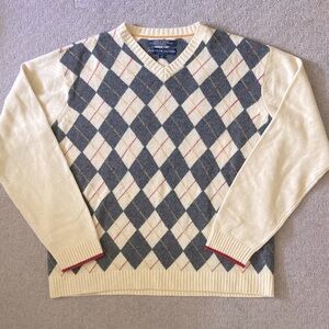 Vintage TOMMY HILFIGER lambswool argyle sweater, XL.